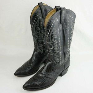Dan Post Mens Reptile Western Boots Cowboy Black Exotic Leather size 9.5D